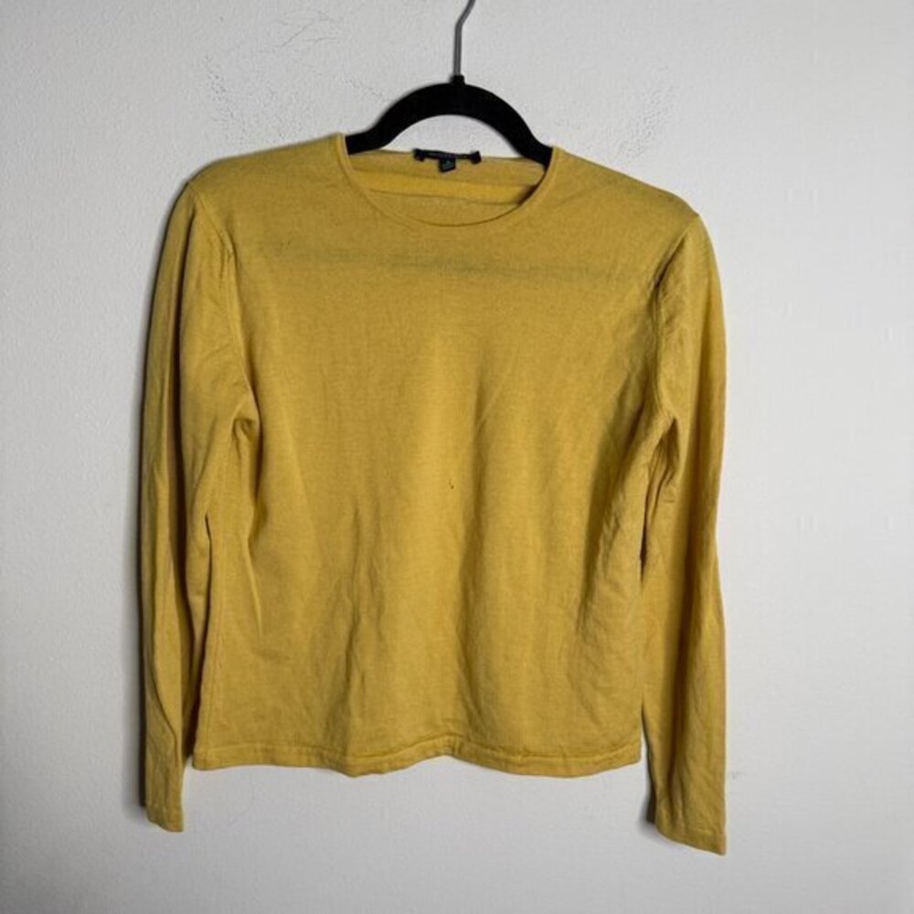Burberry Women's Yellow 100% Wool Casual Long Sleeve Top - Size L Large